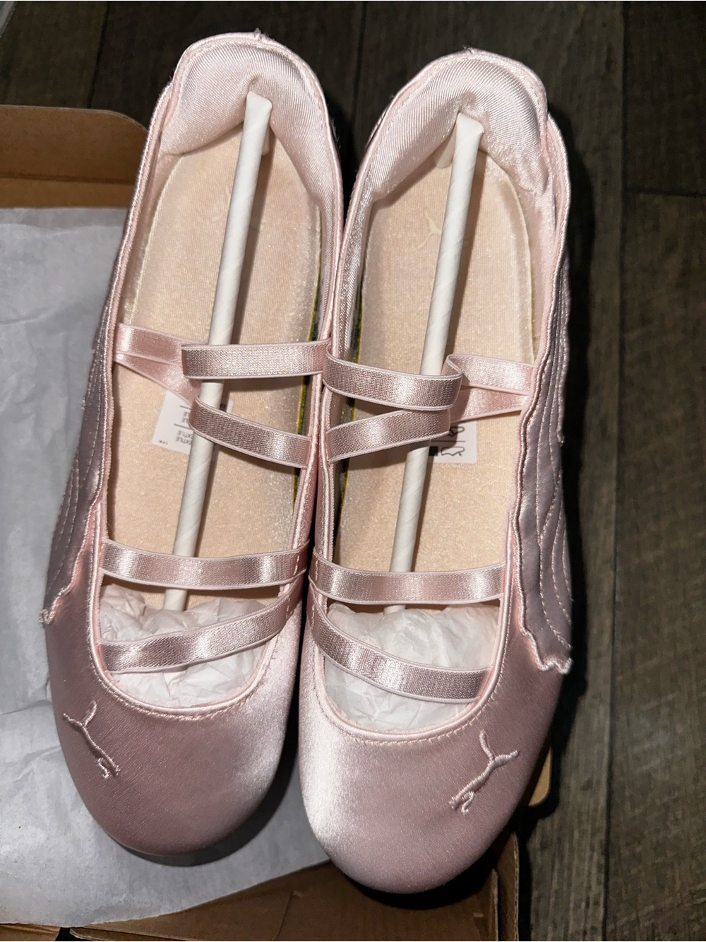 Puma Women’s Blush Pink Satin Ballet Slip-On Flats - Picture 4 of 5